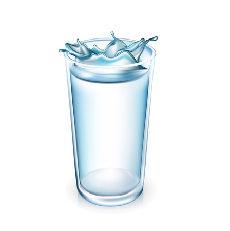 glass with water splash isolated on whiteのイラスト素材