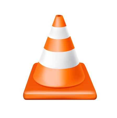 single traffic cone isolated on whiteのイラスト素材