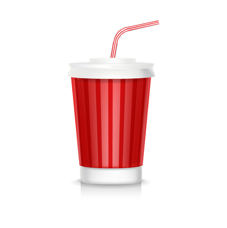 cola plastic glass with straw isolated on whiteのイラスト素材