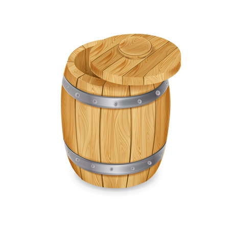 wooden barrel isolated on white backgroundのイラスト素材