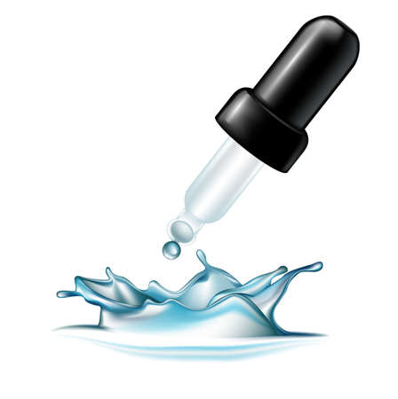 eyedropper with water splash isolated on whiteのイラスト素材