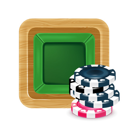 poker chips and playing table isolated on whiteのイラスト素材