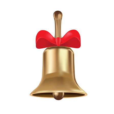 bell with red bow isolated o white backgroundのイラスト素材