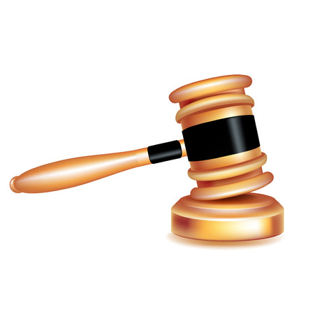 judge gavel on wooden surface isolated on whiteのイラスト素材