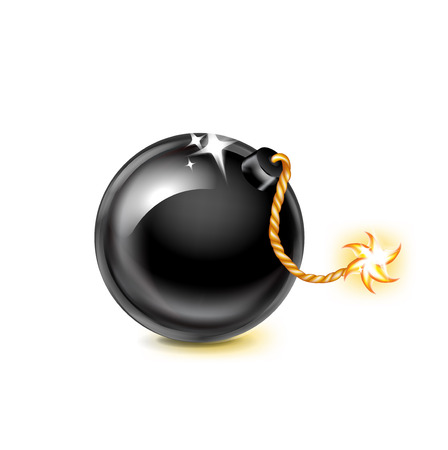single exploding bomb isolated on white backgroundのイラスト素材