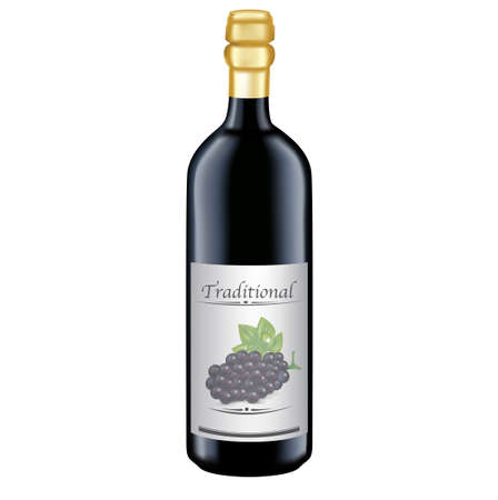 single bottle of red wine isolated on white backgroundのイラスト素材