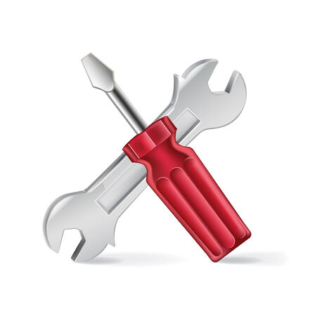 screwdriver and corkscrew isolated on white のイラスト素材