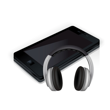 smart phone and headphones isolated on whiteのイラスト素材