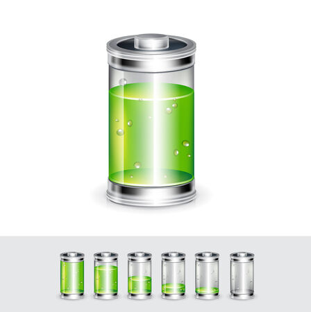 battery and different charging levels isolated on white backgroundのイラスト素材