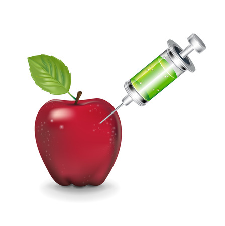 apple and syringe isolated on white backgroundのイラスト素材