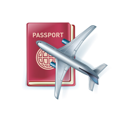 passport with airplane icon isolated on white backgroundのイラスト素材