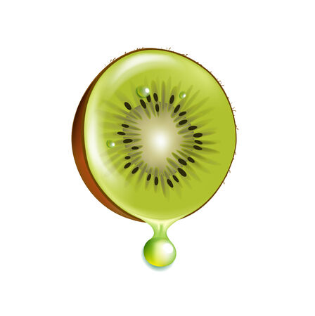 kiwi slice with droplet isolated on whiteのイラスト素材