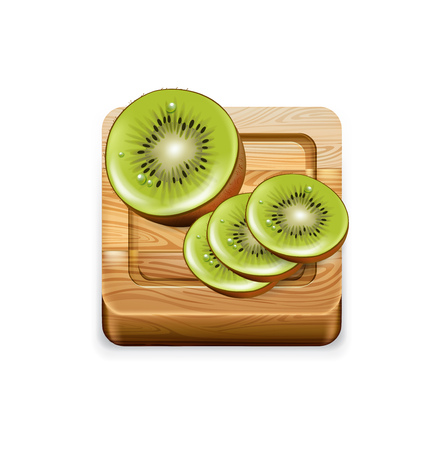kitchen wooden cutting board with kiwi fruit isolatedのイラスト素材