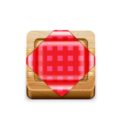 squared cutting board with napkin isolated on white backgroundのイラスト素材