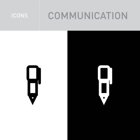 pen black icon vector on black and white backgroundのイラスト素材