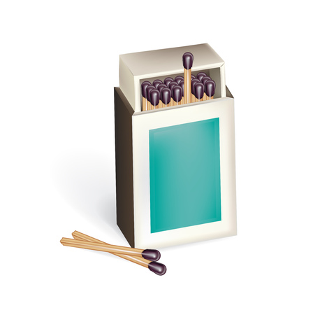 open matchbox with matches isolated on whiteのイラスト素材