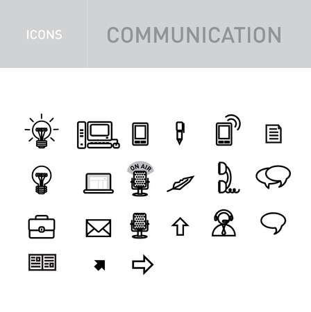 communications icons set isolated on white backgroundのイラスト素材