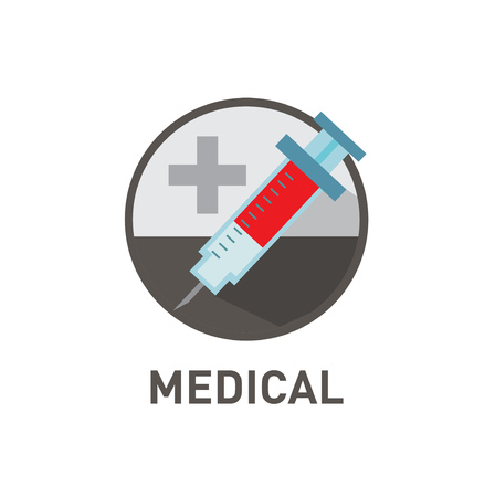 medical icon with syringe sign isolated on white backgroundのイラスト素材