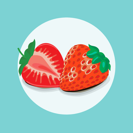 strawberry and half fruit flat designのイラスト素材