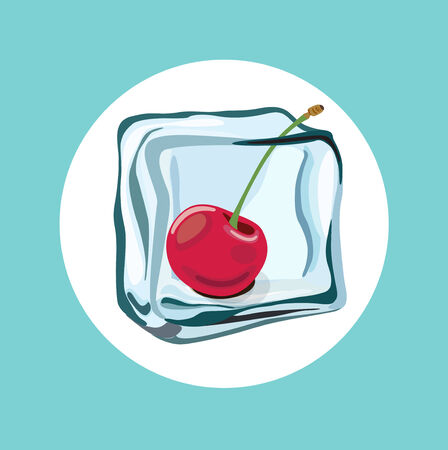 berry on top of chocolate piece flat designのイラスト素材