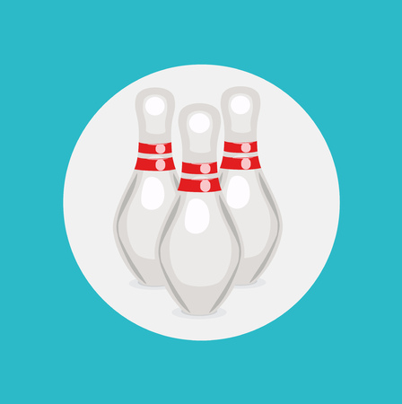 three bowling pins flat icon designのイラスト素材