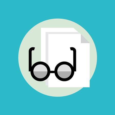 glasses and sheet of paper flat icon designのイラスト素材