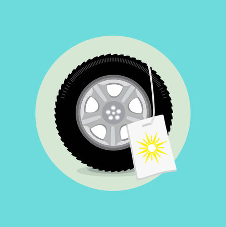 car wheel/tire with summer sign flat icon designのイラスト素材