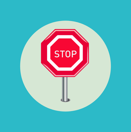 single stop sign flat icon designのイラスト素材
