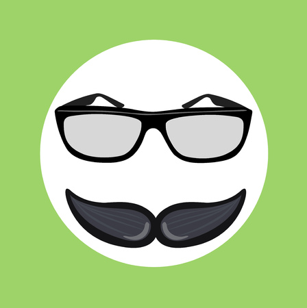 mustache and glasses flat design vectorのイラスト素材