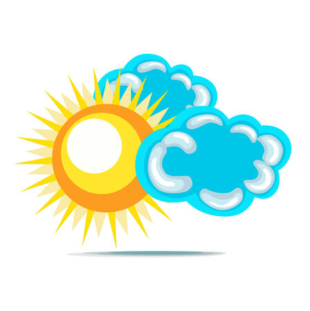 sun and clouds flat design isolated のイラスト素材