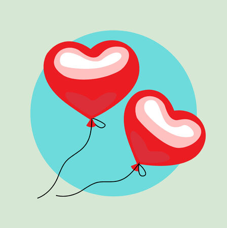 two floating balloon hearts flat design vector iconのイラスト素材
