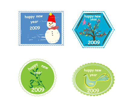 happy new year stampsのイラスト素材