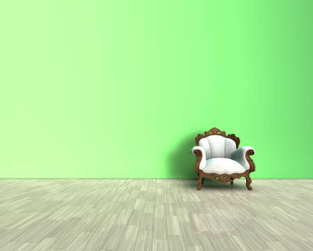 3D render - old chair in a green interiorの写真素材