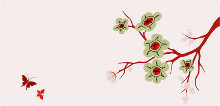 blossom in asian styleのイラスト素材