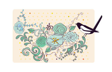 the bird and the flowersのイラスト素材