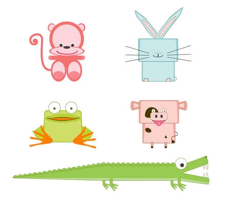 5 cute and funny animalsのイラスト素材