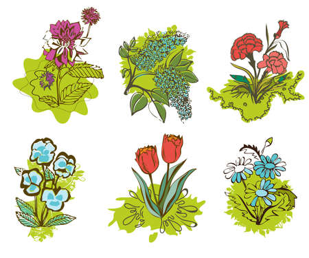 set of flowersのイラスト素材