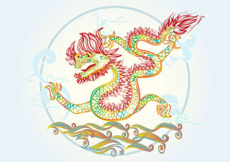 Chinese and Vietnamese new year 20112, creative  water dragon symbolのイラスト素材