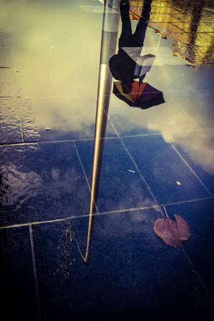 Reflection of The Spire in Dublin under the rain