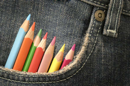 pencils in a jeans pocketの写真素材
