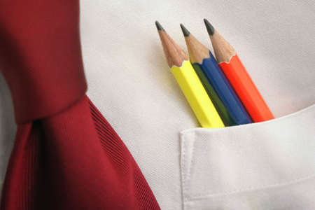 pencils in a shirt pocketの写真素材