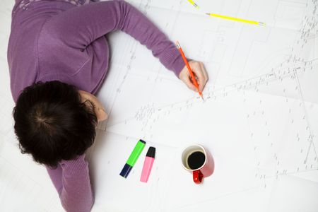 home renovation: young architect working on a project