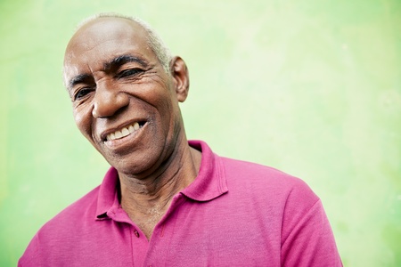 Old people and emotions, portrait of senior african american man looking and smiling at camera. Copy spaceの写真素材