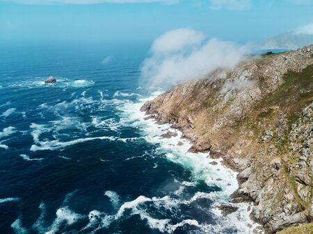 Aerial View of Centolo and Facho Mountain in Finisterre Spainの写真素材