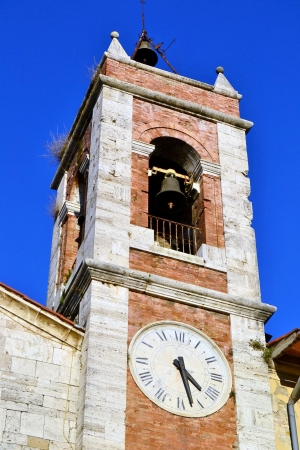 San quirico d Orcia, bell tower with clockの写真素材