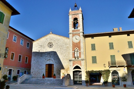 San Quirico d Orcia center churchの写真素材