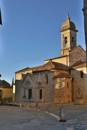 San Quirico d Orcia center churchの写真素材