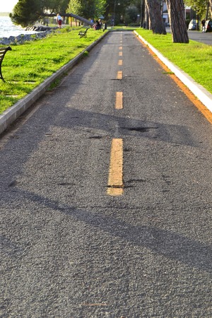 street, strip, road markings, bike pathの写真素材