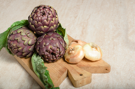 artichokes on a white backgroundの写真素材