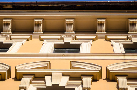 architecture of an ancient palace in the historic center of Viterboの写真素材